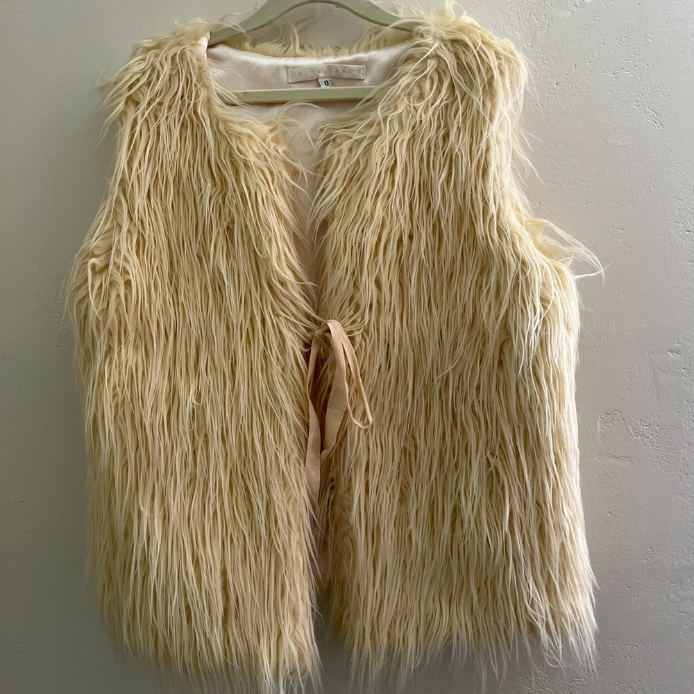 Erica Tanov faux fur vest. Cream colored. Excellent condition.